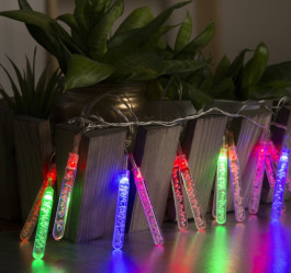 Эл.гирл. Нить с насад. Сосулька с пузырьками (5м.) LED-20-220V Мульти 185515 (СЛ)