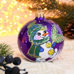 Шар Снеговик снежный 8,5см. микс КУ-85-1613