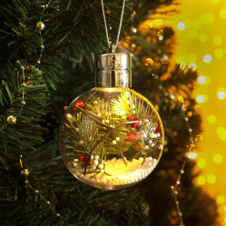 Шар Ветка елочки т/белый 4357251