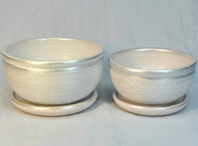 Кашпо Фиалка мет.кмпт из 2-х шт (серебро) Сады Аурики