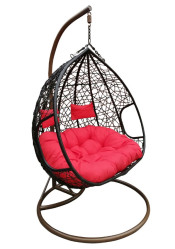 Подвесное кресло ФЕНИКС двойное (корз.черн.,подушка красн.) арт.N-876 / CN200-MT