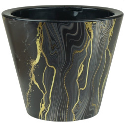 Кашпо Сияние 3л мрамор черный фольга (КШ-9058)