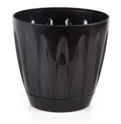 Кашпо Сиде 22л черный с прикрепленным поддоном (Santino)