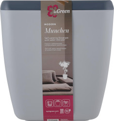 Кашпо с автополивом InGreen Munchen 5л./2,2л внутр, квадратный, вулканич.серый (ПР) IG622411026