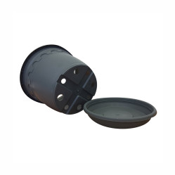 Горшок ROMA с поддоном 1,5л. антрацит 16*12 (Г.сити)