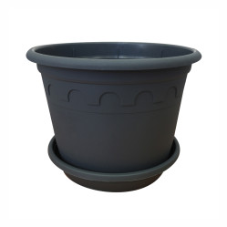 Горшок ROMA с поддоном 3л. антрацит 20*15,3 (Г.сити)