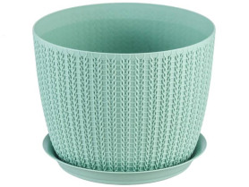 Кашпо Вязание D135мм с подставкой Фисташковый М3119 (М-пласт.)